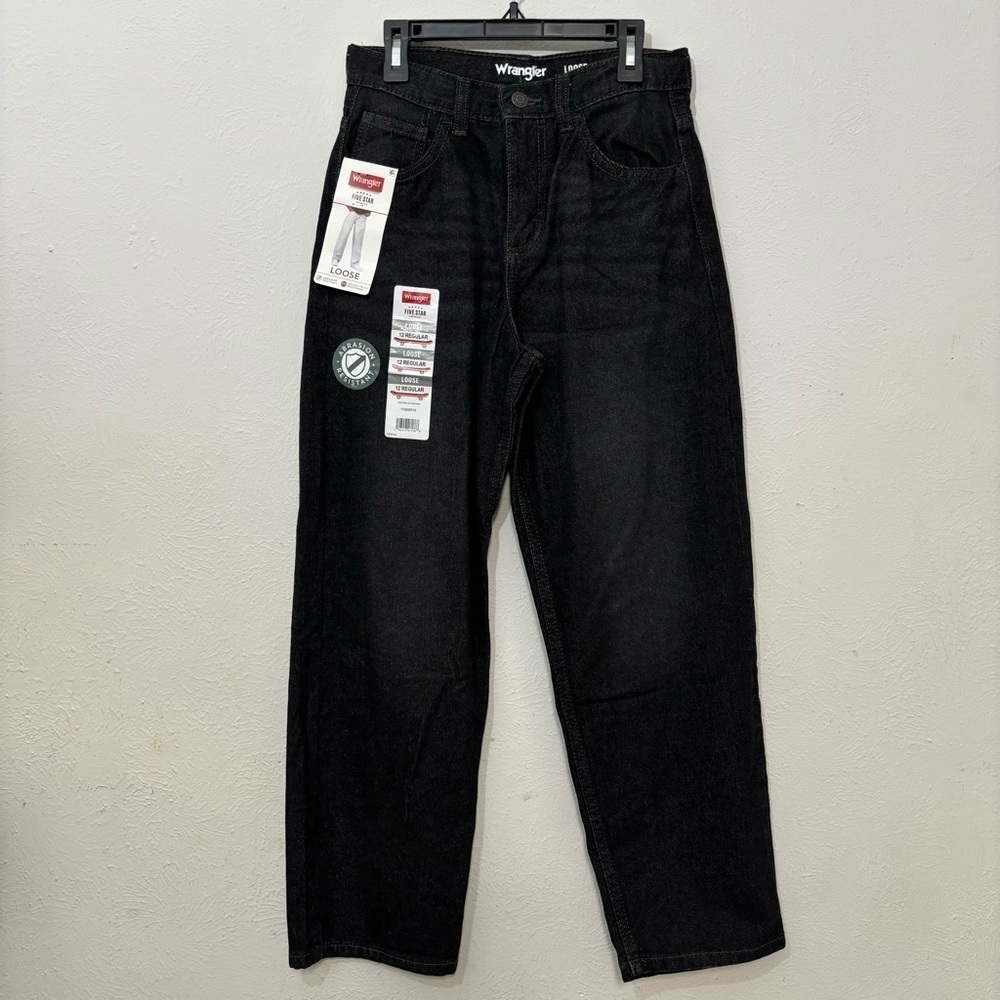 Wrangler 5Star Premium Loose Black Jeans Sz 12 Regular
